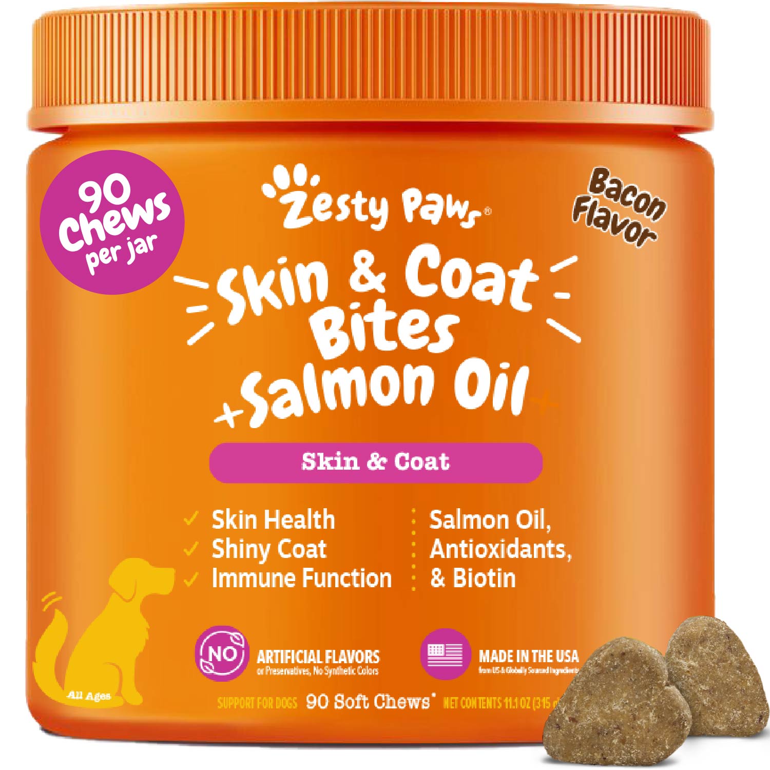 Skin & Coat Bites + Salmon Oil Soft Chews for Dogs