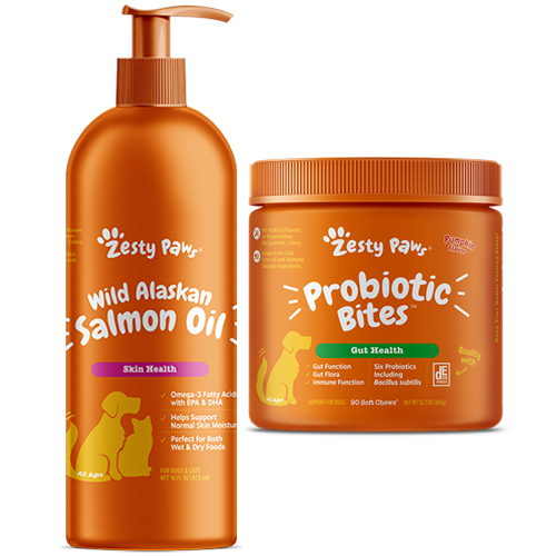 Pawsome Pumpkin Probiotic Bites Salmon Oil 2 Pack Zesty Paws