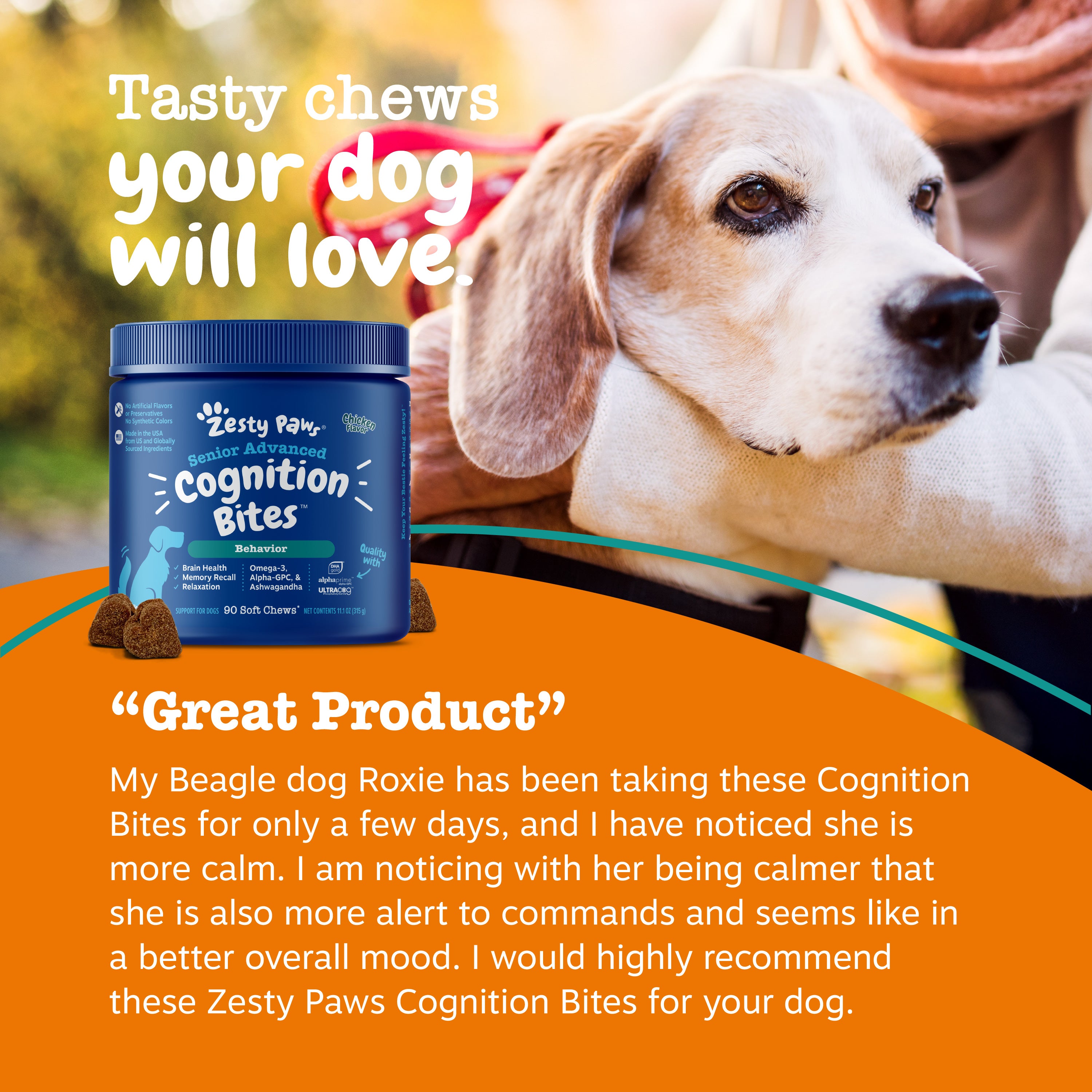 Advanced Cognition Bites™ For Dogs | Zesty Paws