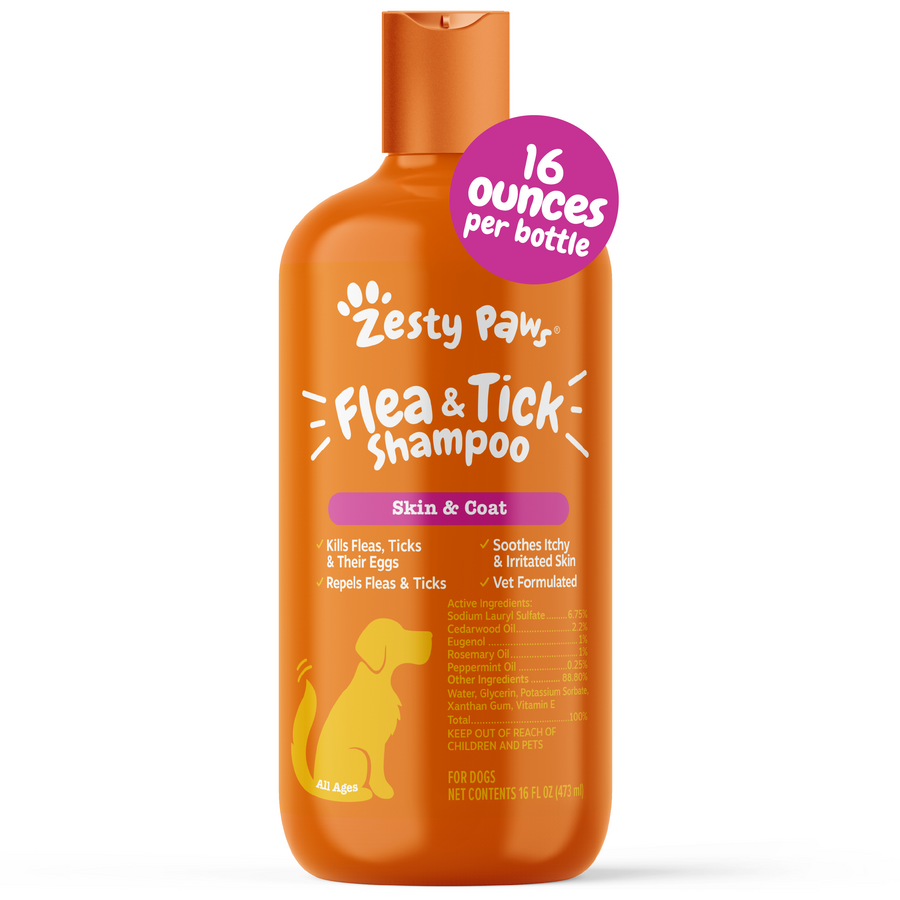 Zesty Paws Flea & Tick Shampoo for Dogs - Vet Formulated