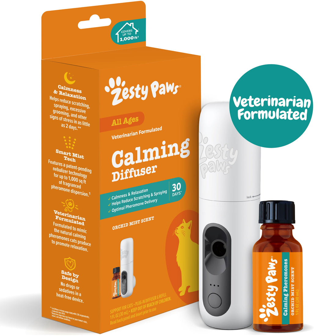 Cat Calming Diffuser Starter Kit - 30 Day Supply - Cat Calming Product For Nighttime
