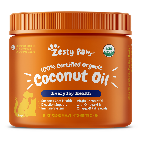 100% Certified Organic Coconut Oil for Dogs | Zesty Paws