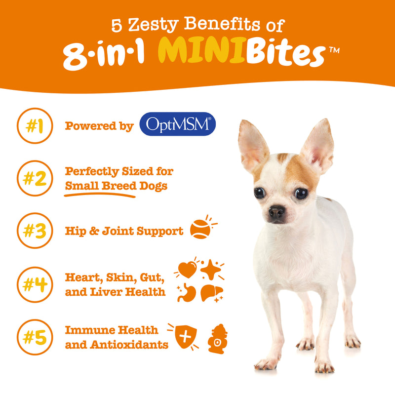 8-in-1 Multifunctional Mini Bites™ for Small Dogs, Vitamins, Glucosamine, Chondroitin & Probiotics, Functional Dog Supplement