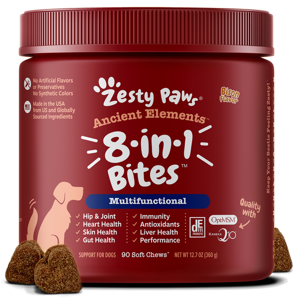 Zesty Paws 8-in-1 Multivitamin Bites for Dogs, Chicken Flavor, 90ct 4-pack