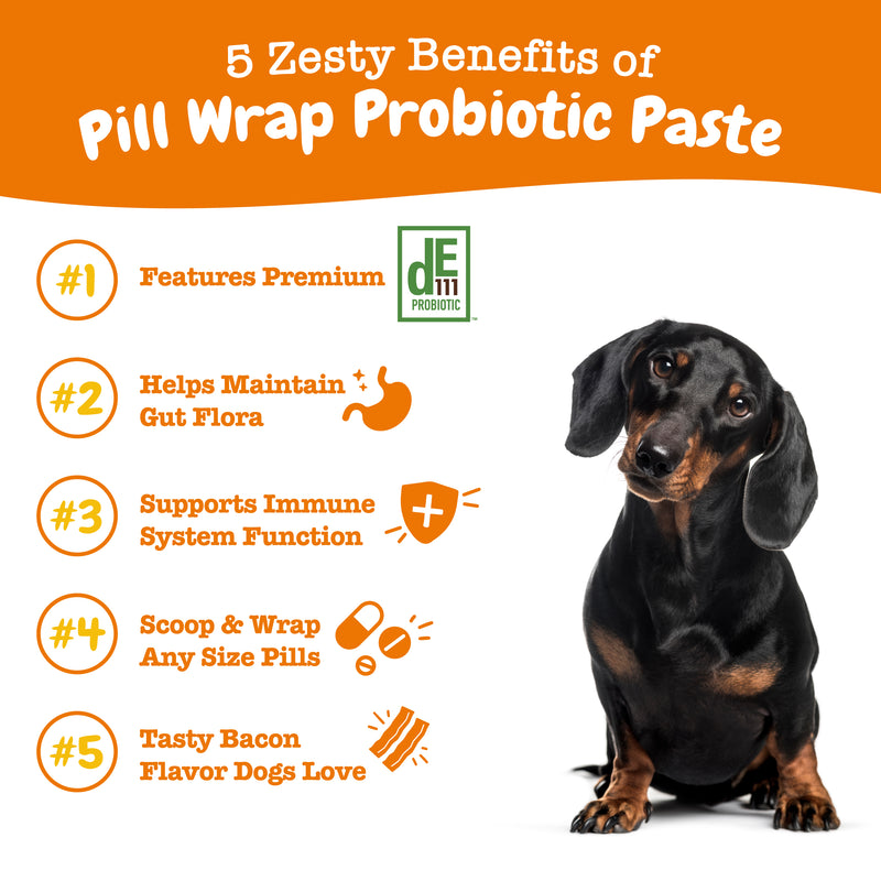 Pill Wrap Probiotic Paste for Dogs - With DE111 Probiotic for Immune & Digestive System Support – Great for Pills, Tablets, Capsules & More