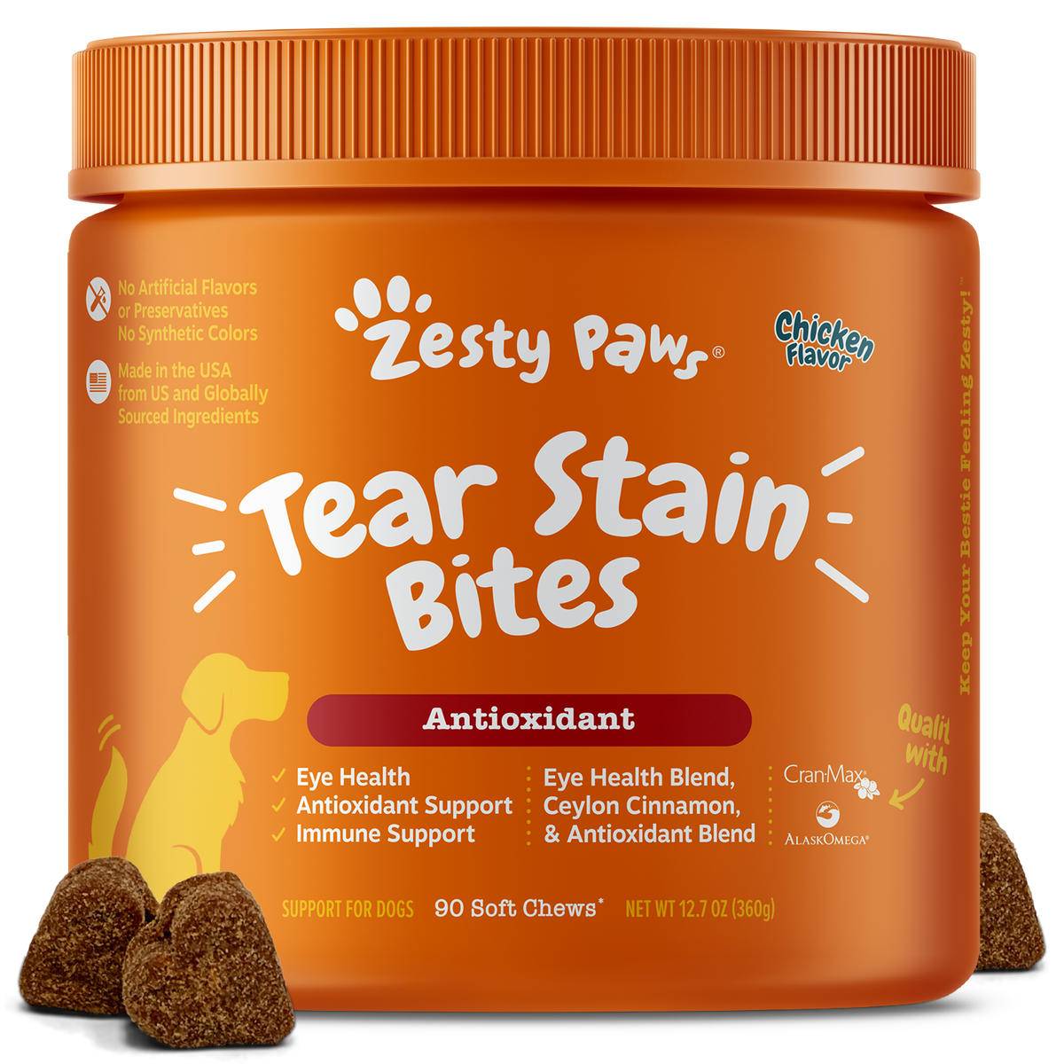 Zesty Paws Tear Stain Bites for Dogs Chicken 90ct