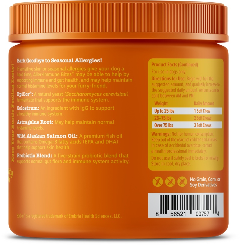 Aller Immune Bites with EpiCor for Dogs Zesty Paws